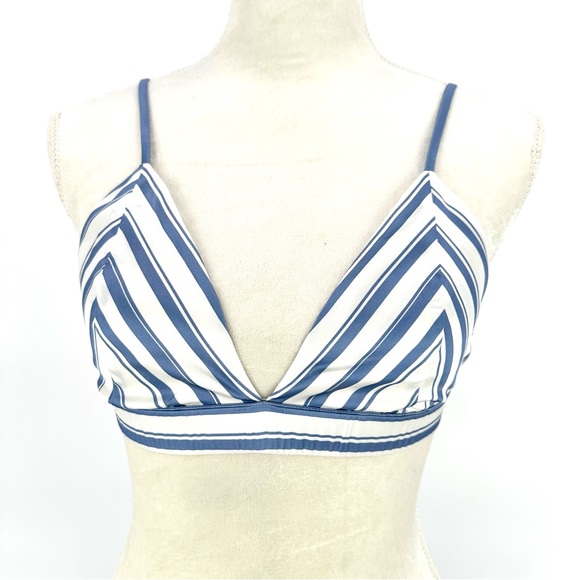 SER.O.YANWT S Small Iris Silk Bralette Striped Blue White Revolve